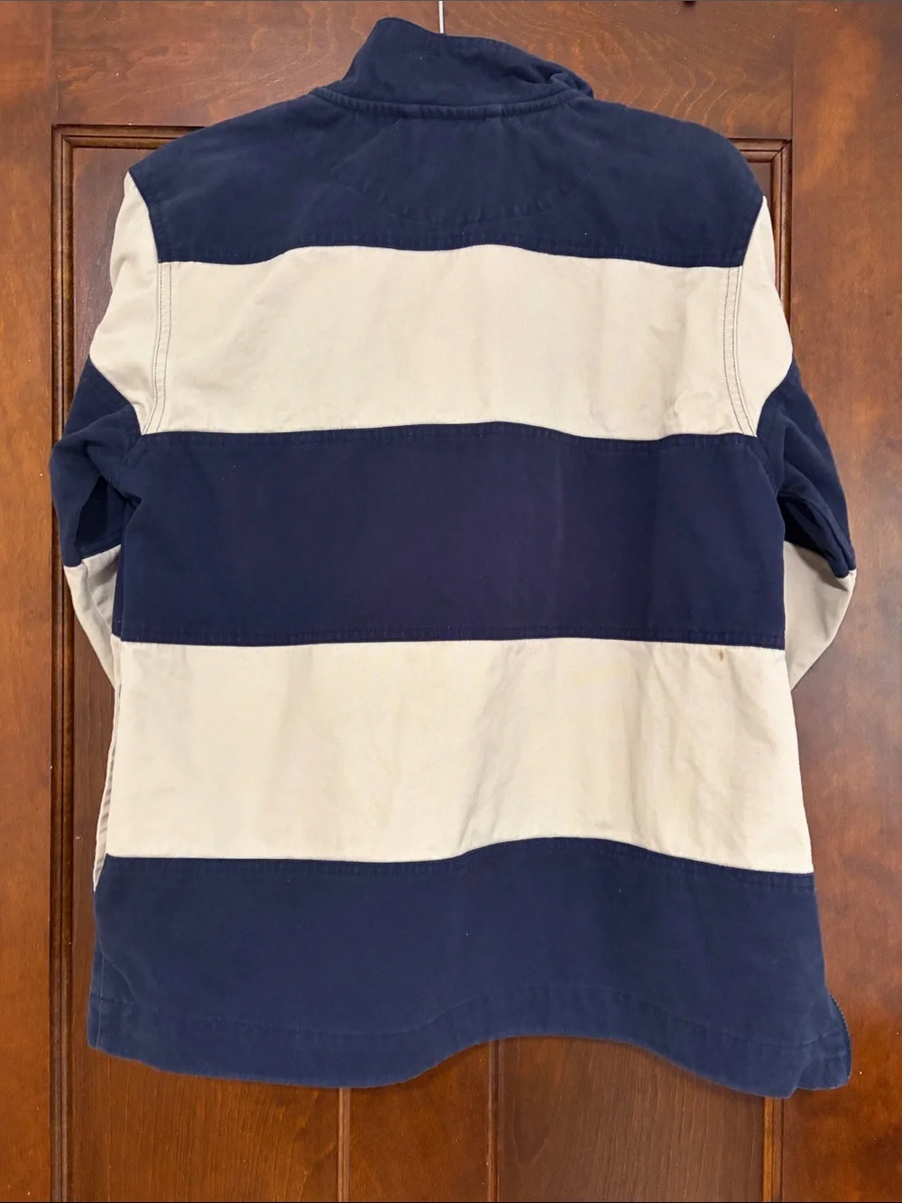 Place Est. 89 Quarter-Zip Rugby Shirt - Navy & Cream Stripes